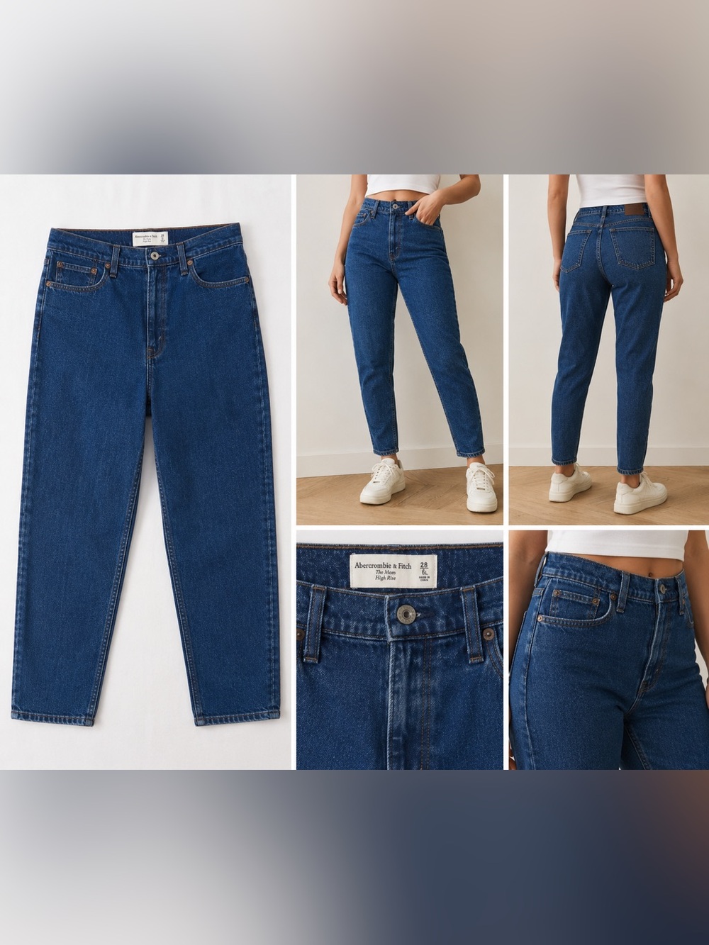 Abercrombie & Fitch The Mom High Rise Jeans Size 28/6L Medium Wash